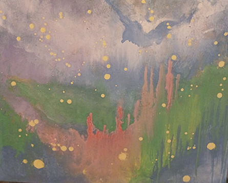 blue-green-red Oil on Board