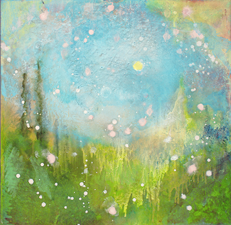 blue-green-yellow Oil on Board