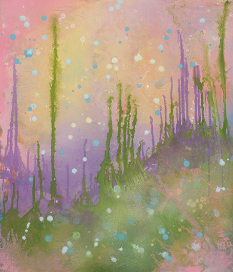 purple-yellow-green Oil on Board